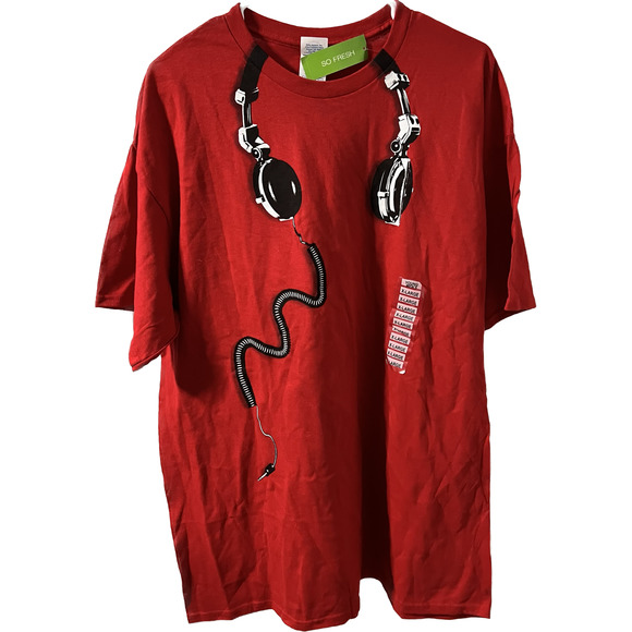 Unknown Tops - Adult Headphones Red Shirt Size XL